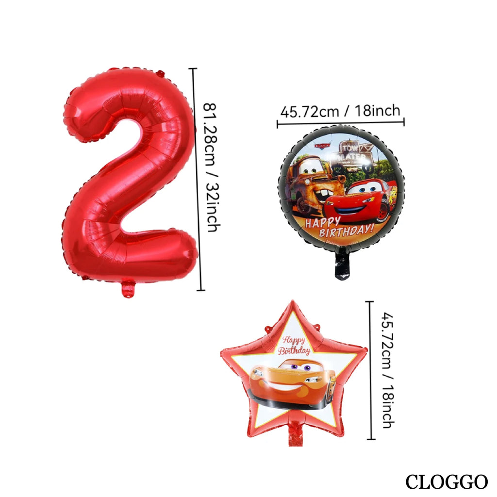 Pack 5 Globos McQueen – Decoración Cumpleaños