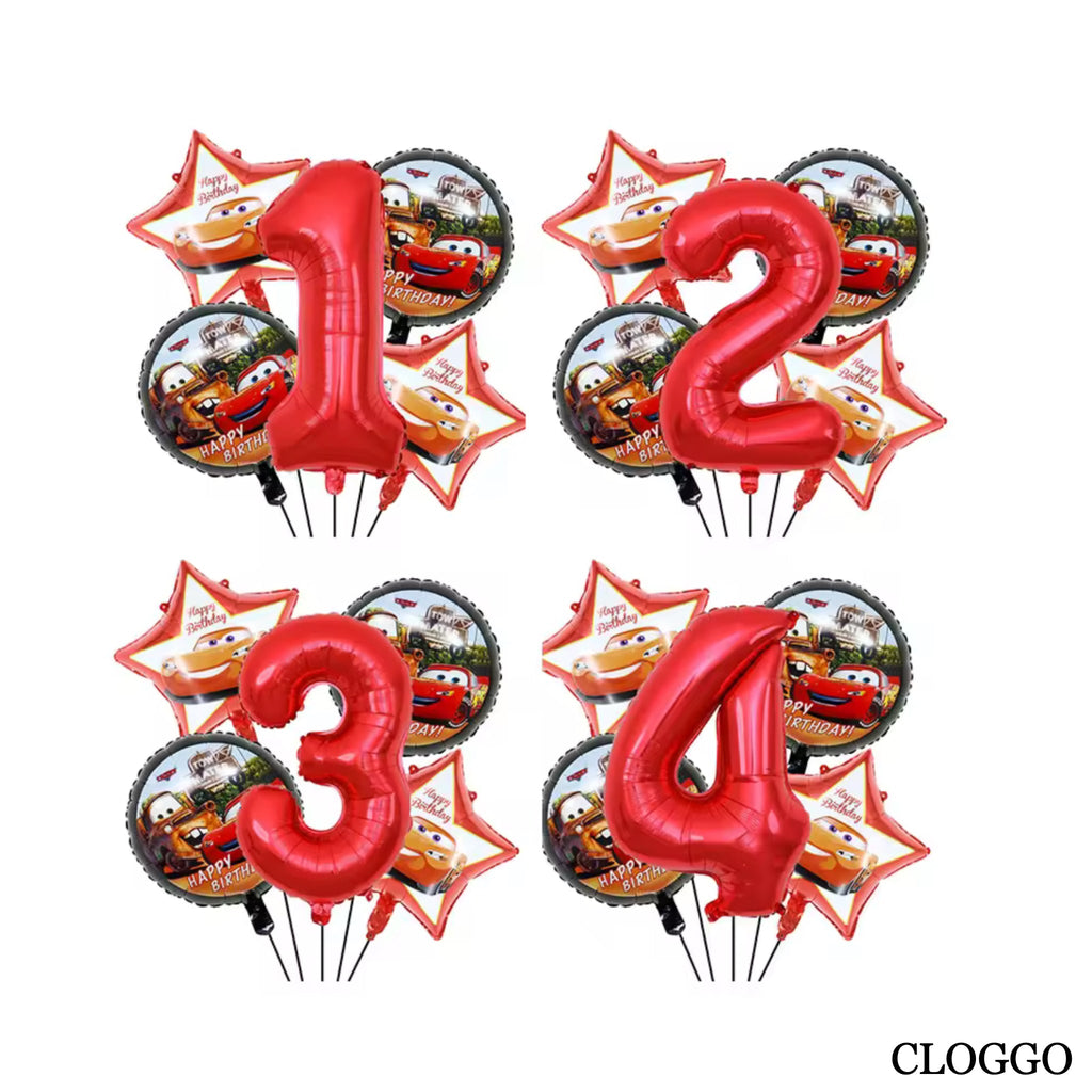 Pack 5 Globos McQueen – Decoración Cumpleaños