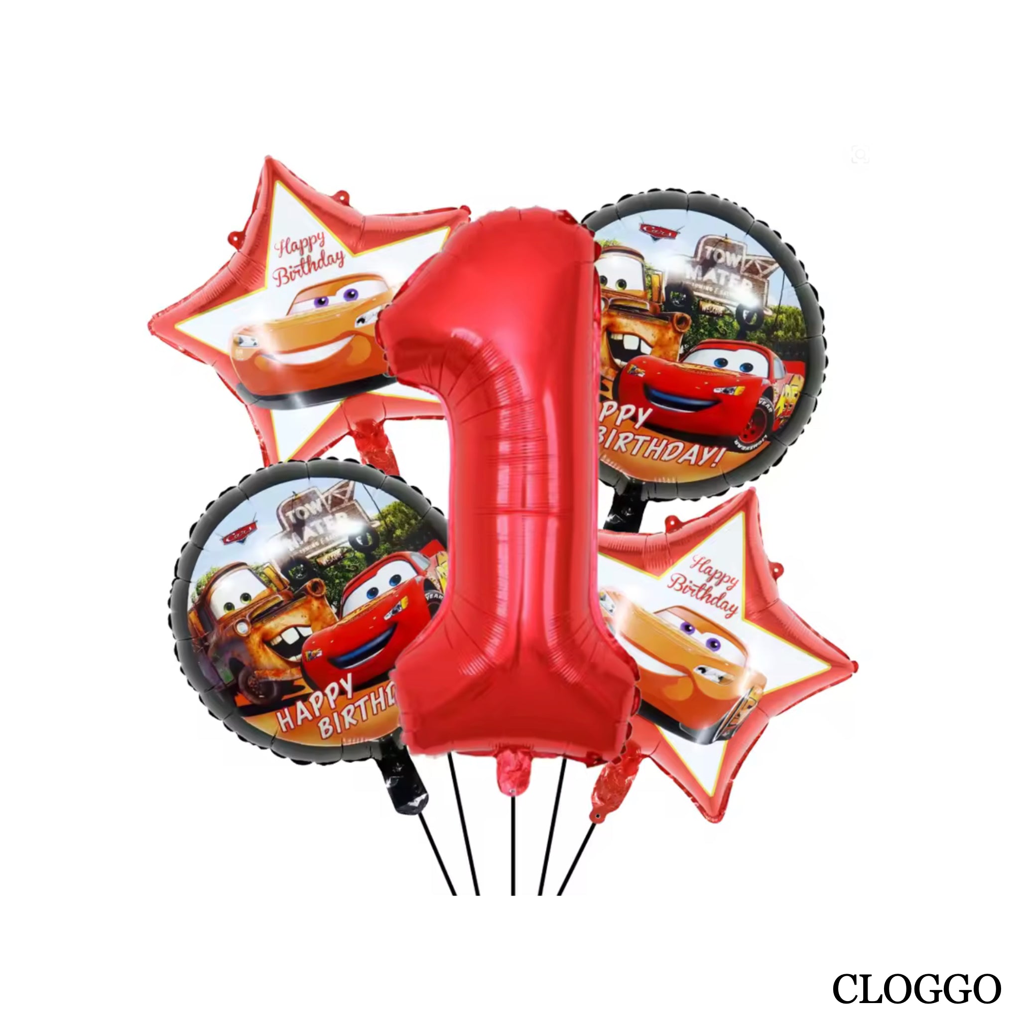 Pack 5 Globos McQueen – Decoración Cumpleaños
