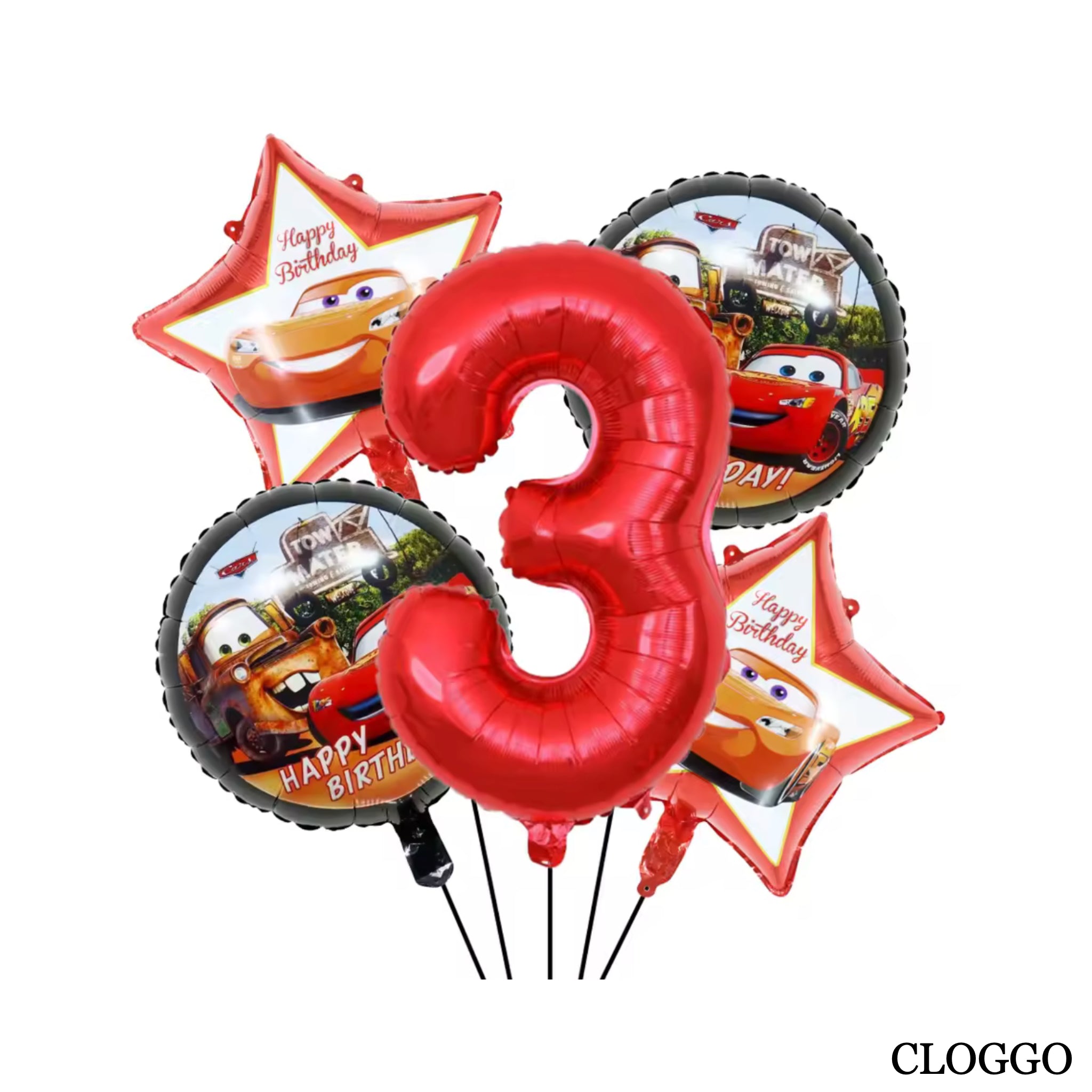 Pack 5 Globos McQueen – Decoración Cumpleaños