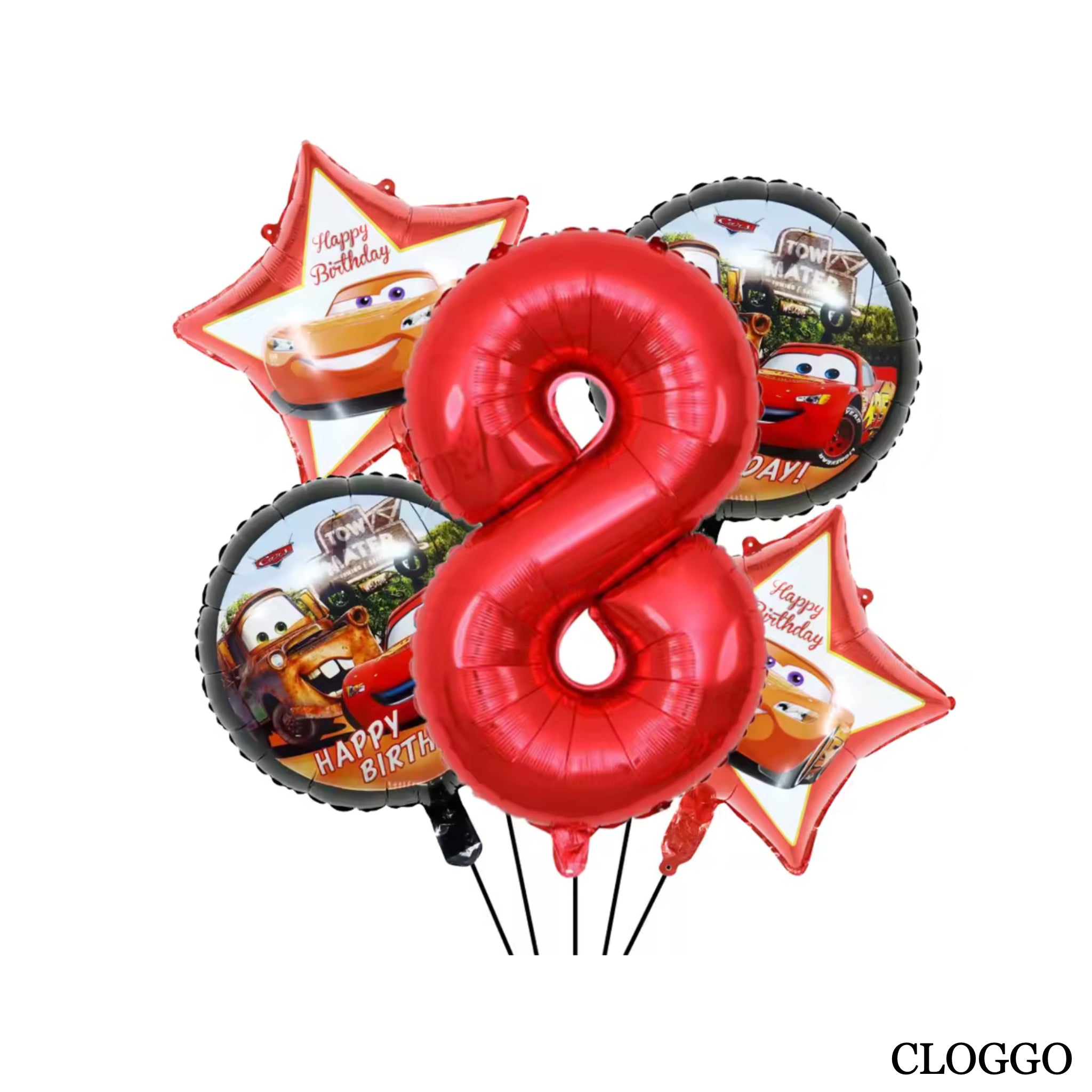 Pack 5 Globos McQueen – Decoración Cumpleaños