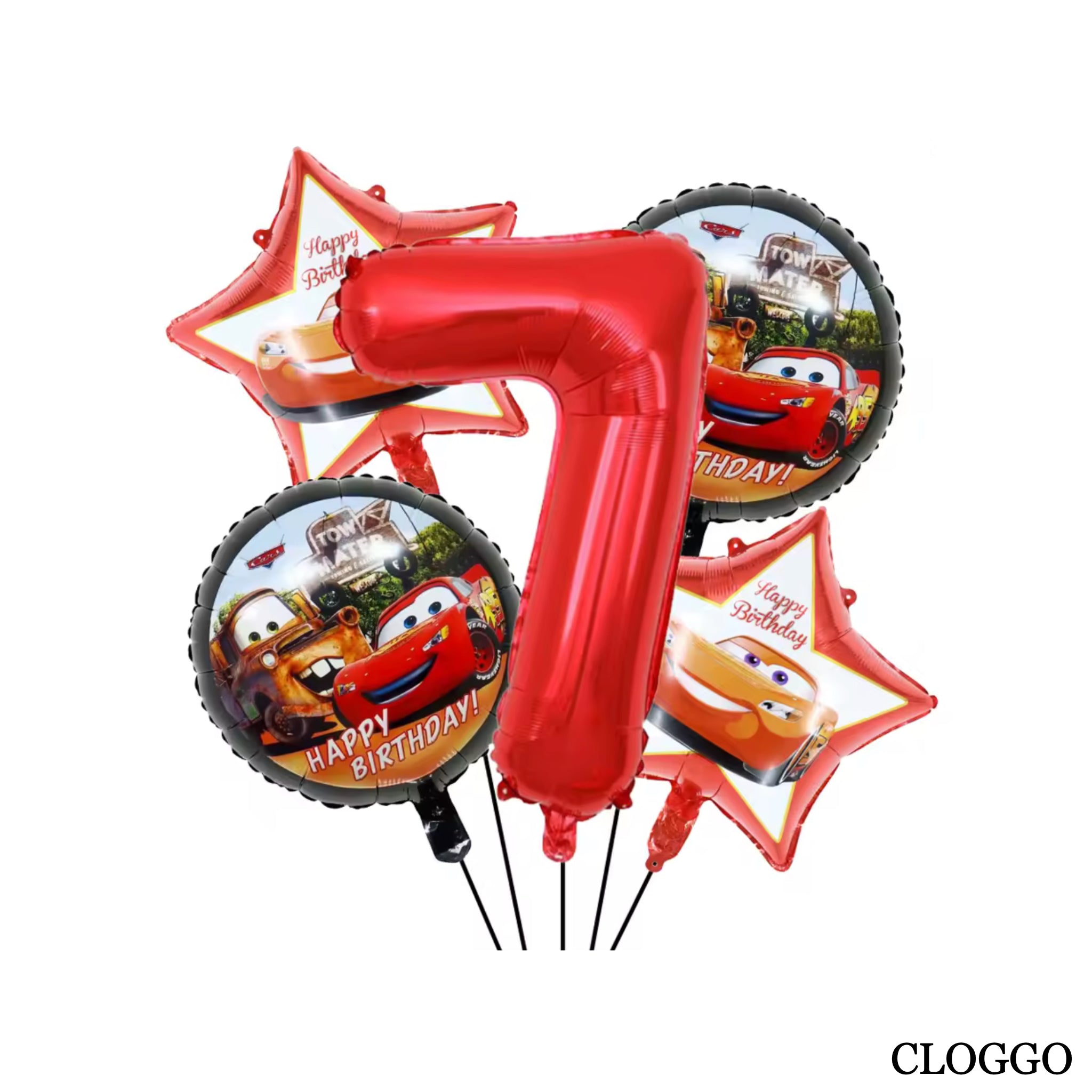 Pack 5 Globos McQueen – Decoración Cumpleaños