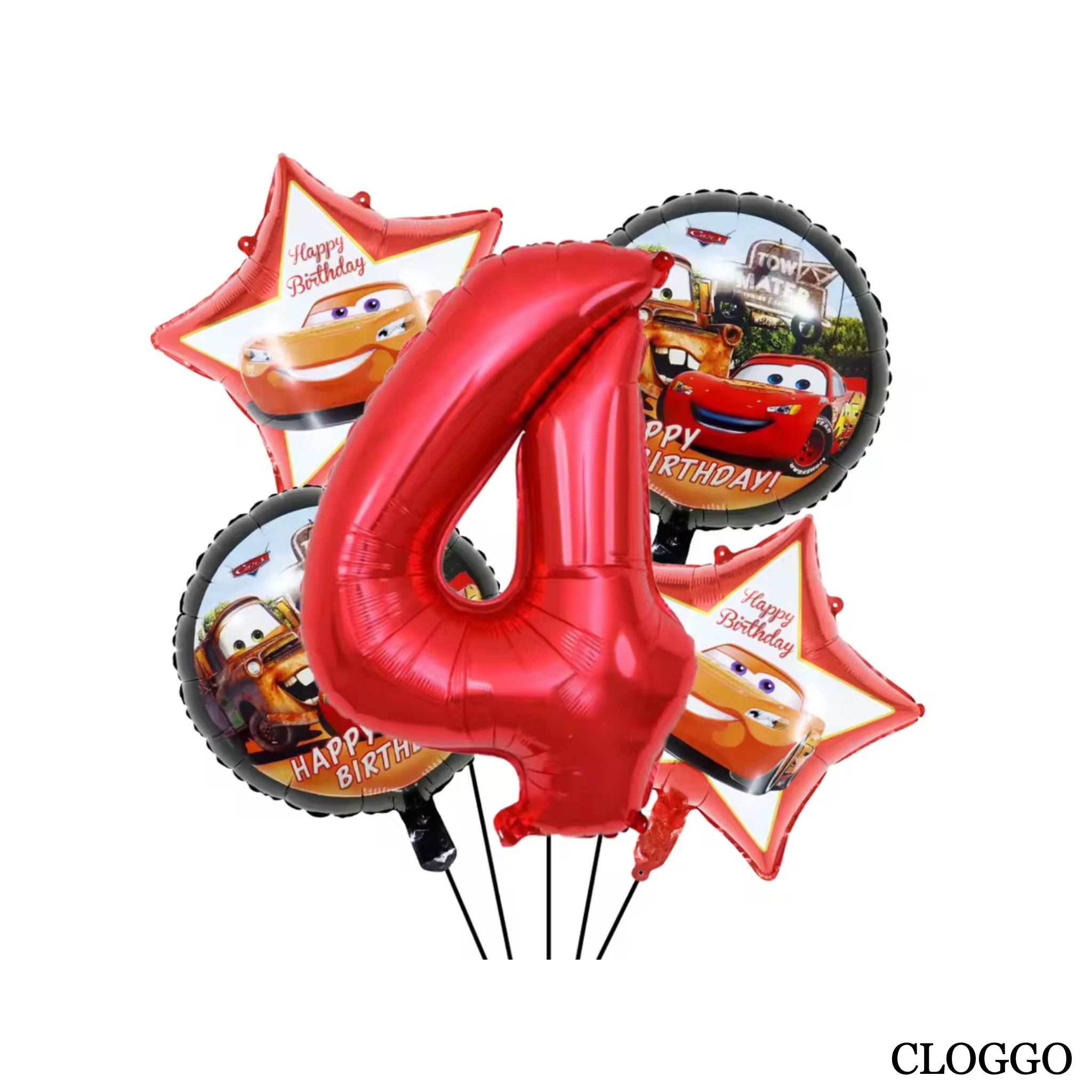Pack 5 Globos McQueen – Decoración Cumpleaños