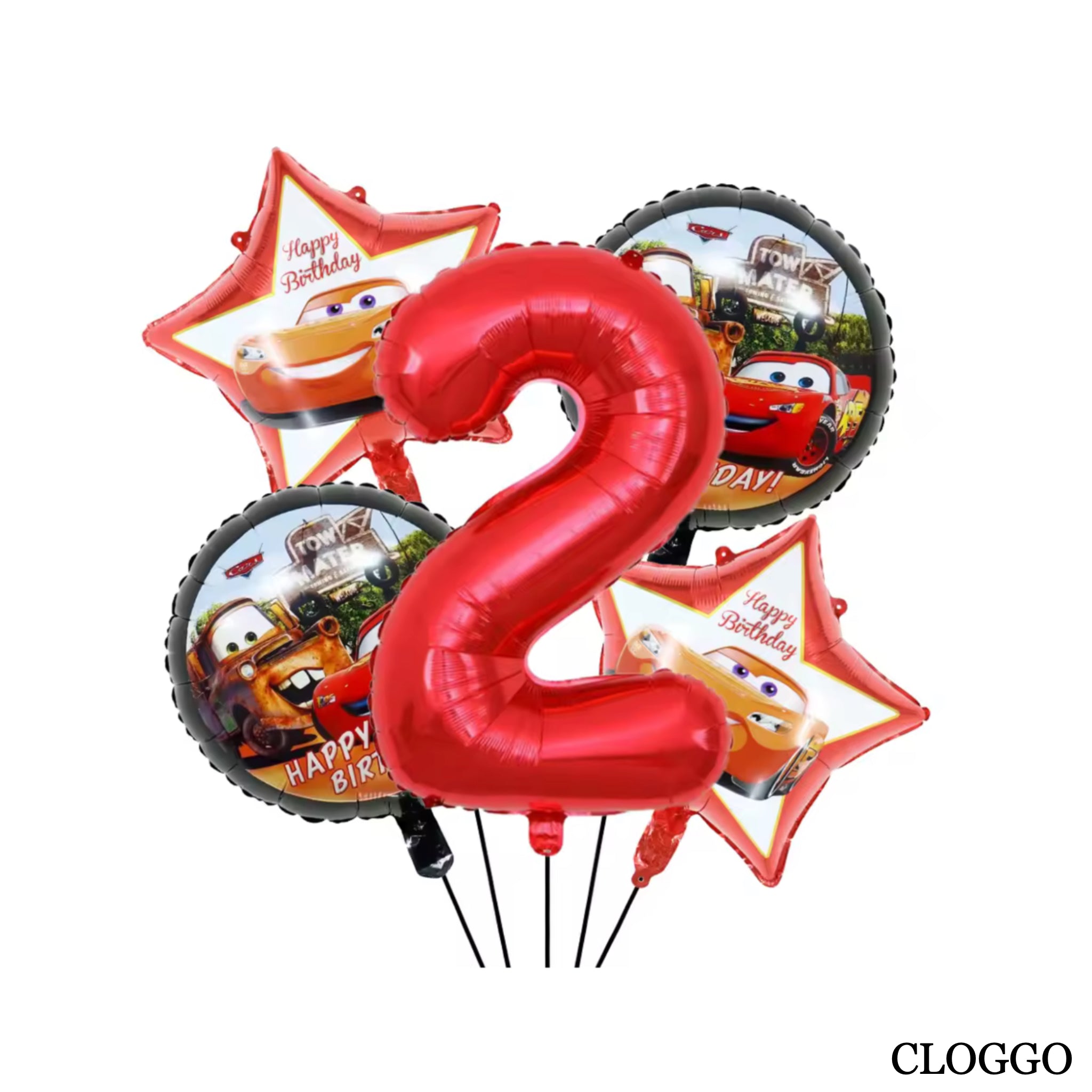 Pack 5 Globos McQueen – Decoración Cumpleaños