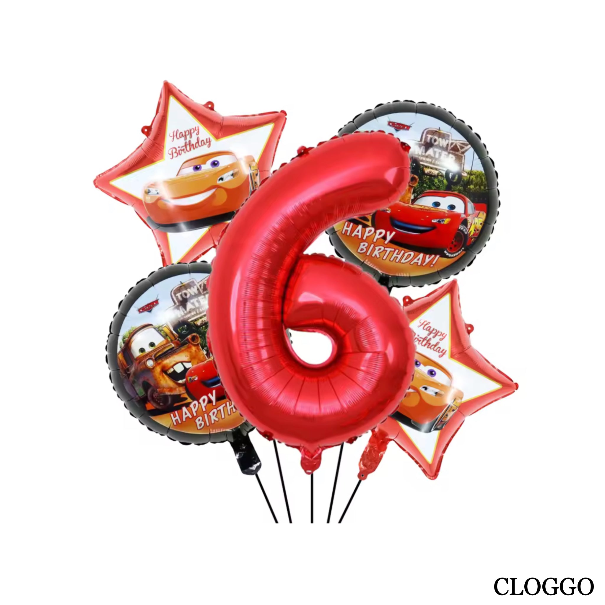 Pack 5 Globos McQueen – Decoración Cumpleaños