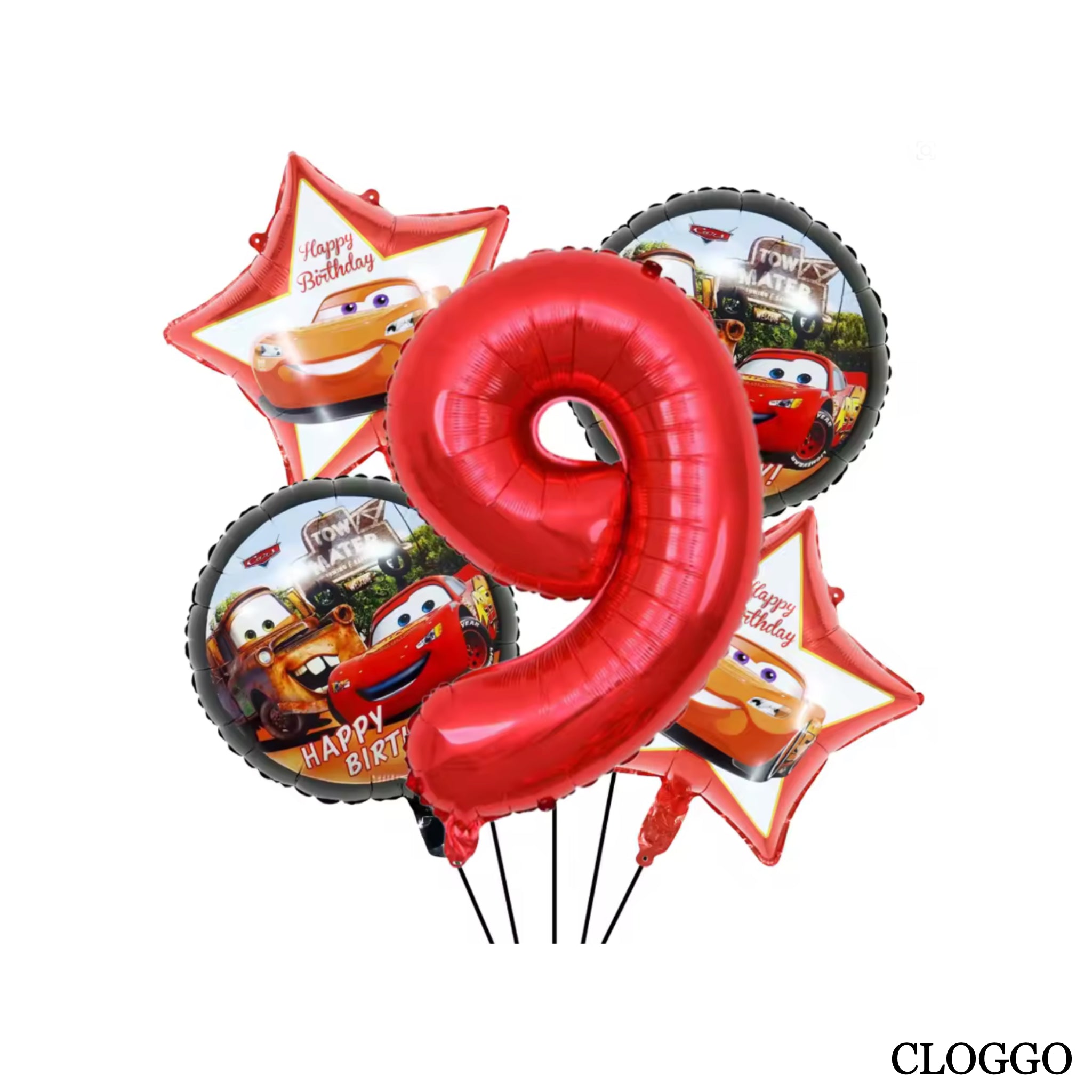 Pack 5 Globos McQueen – Decoración Cumpleaños